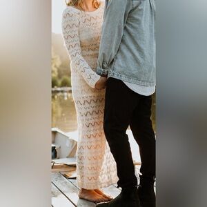 Cream Crochet Long Sleeve Dress